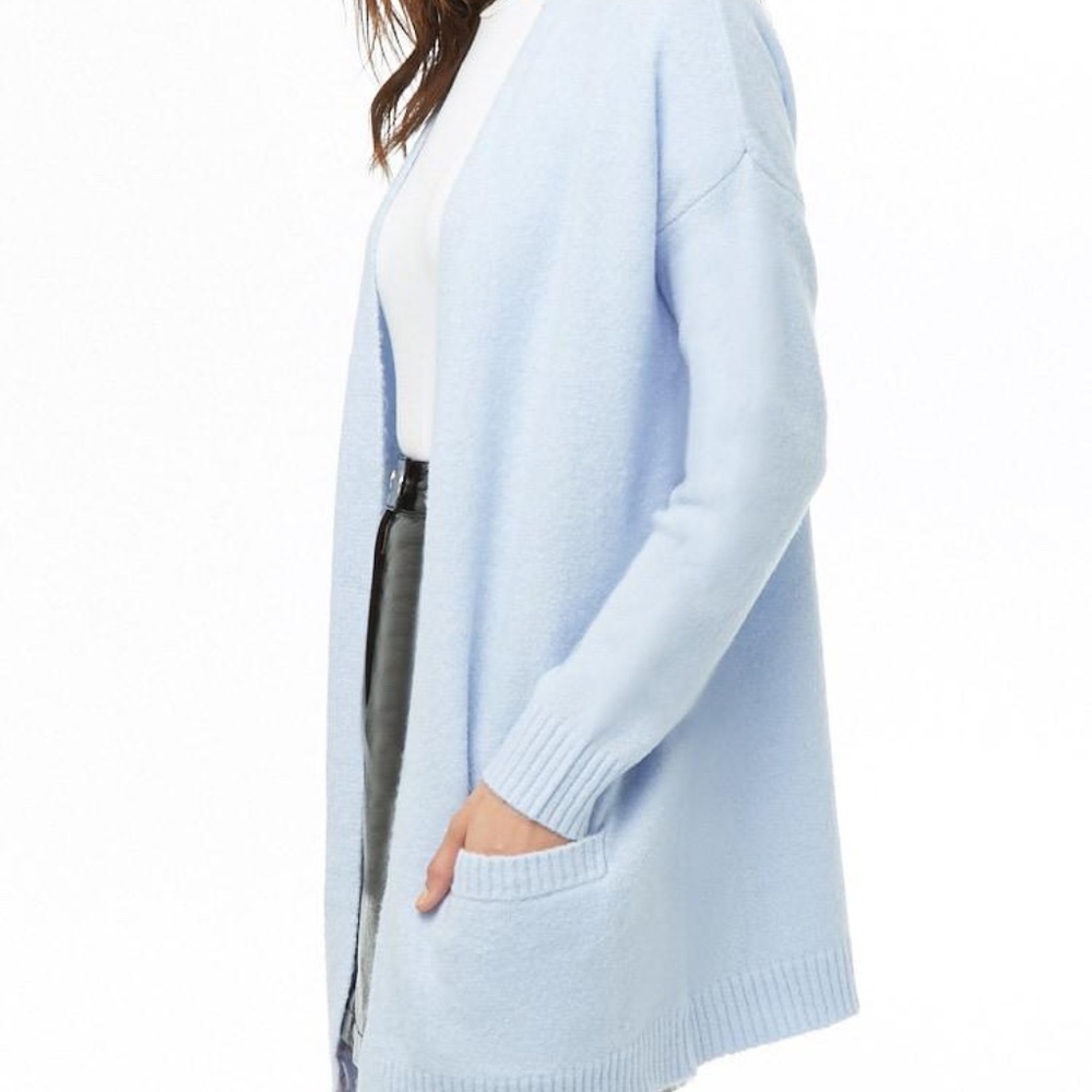 Forever 21 Blue Open-front Cardigan Sweater